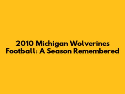 2010 Michigan Wolverines Football: A Season Remembered