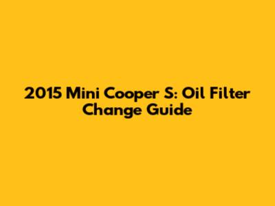 2015 Mini Cooper S: Oil Filter Change Guide