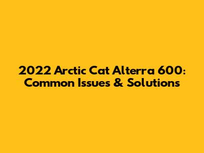 2022 Arctic Cat Alterra 600: Common Issues & Solutions