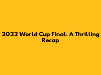 2022 World Cup Final: A Thrilling Recap