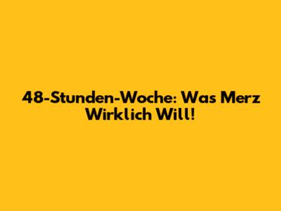 48-Stunden-Woche: Was Merz Wirklich Will!