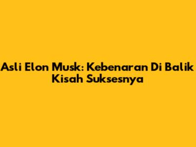 Asli Elon Musk: Kebenaran Di Balik Kisah Suksesnya