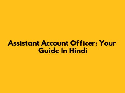 Assistant Account Officer: Your Guide In Hindi