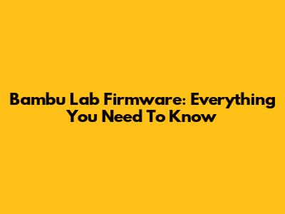 Bambu Lab Firmware: Everything You Need To Know