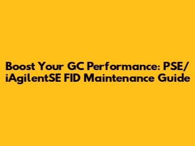 Boost Your GC Performance: PSE/iAgilentSE FID Maintenance Guide