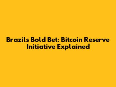 Brazil's Bold Bet: Bitcoin Reserve Initiative Explained