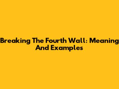 Breaking The Fourth Wall: Meaning And Examples