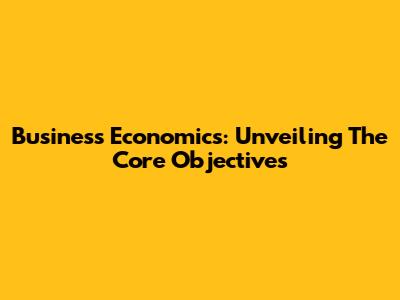 Business Economics: Unveiling The Core Objectives