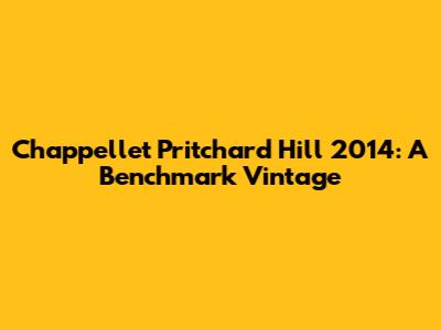 Chappellet Pritchard Hill 2014: A Benchmark Vintage