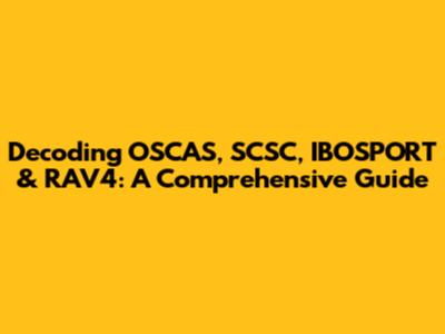 Decoding OSCAS, SCSC, IBOSPORT & RAV4: A Comprehensive Guide