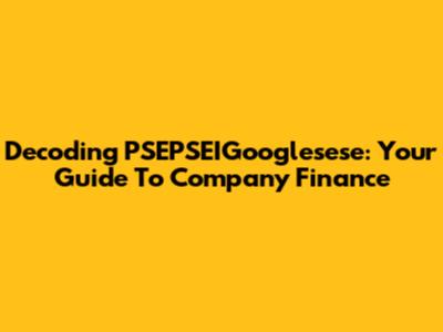 Decoding PSEPSEIGooglesese: Your Guide To Company Finance