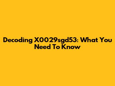 Decoding X0029sgd53: What You Need To Know
