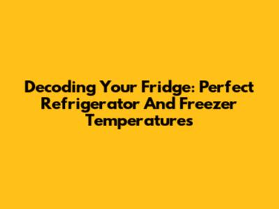 Decoding Your Fridge: Perfect Refrigerator And Freezer Temperatures