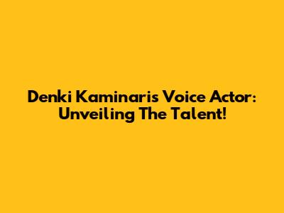 Denki Kaminari's Voice Actor: Unveiling The Talent!