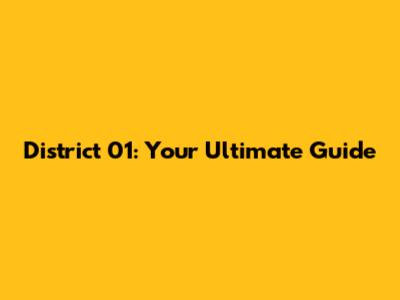 District 01: Your Ultimate Guide