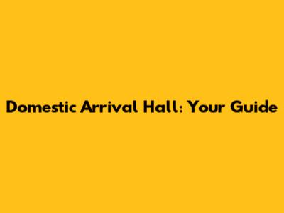 Domestic Arrival Hall: Your Guide