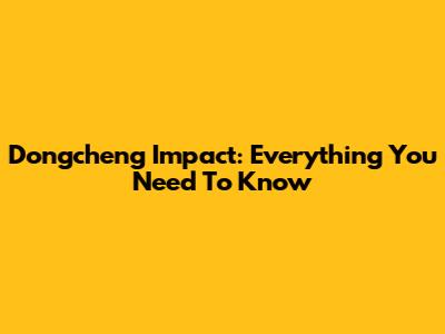 Dongcheng Impact: Everything You Need To Know