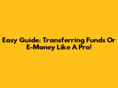 Easy Guide: Transferring Funds Or E-Money Like A Pro!
