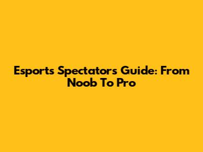 Esports Spectator's Guide: From Noob To Pro