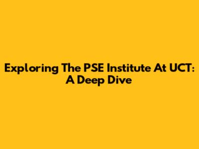 Exploring The PSE Institute At UCT: A Deep Dive