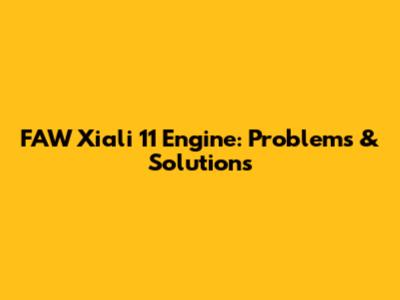 FAW Xiali 11 Engine: Problems & Solutions