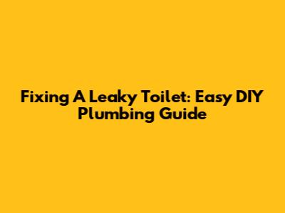 Fixing A Leaky Toilet: Easy DIY Plumbing Guide