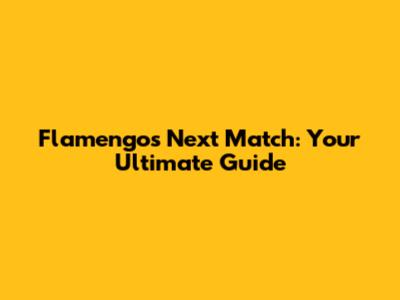 Flamengo's Next Match: Your Ultimate Guide