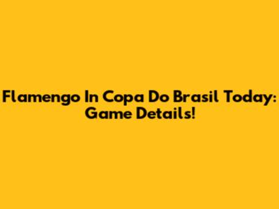Flamengo In Copa Do Brasil Today: Game Details!