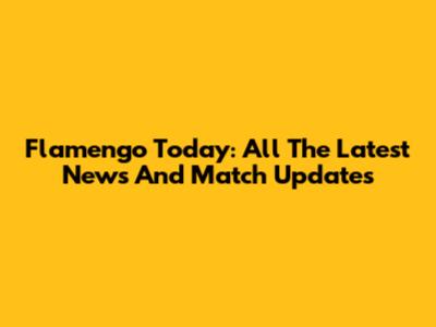 Flamengo Today: All The Latest News And Match Updates