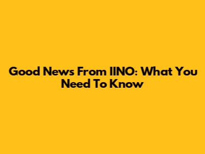 Good News From IINO: What You Need To Know