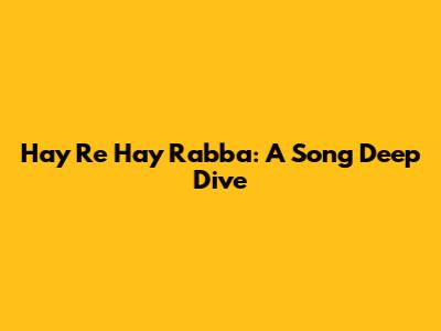Hay Re Hay Rabba: A Song Deep Dive