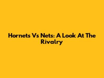 Hornets Vs Nets: A Look At The Rivalry