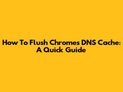 How To Flush Chrome's DNS Cache: A Quick Guide