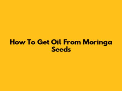 How To Get Oil From Moringa Seeds