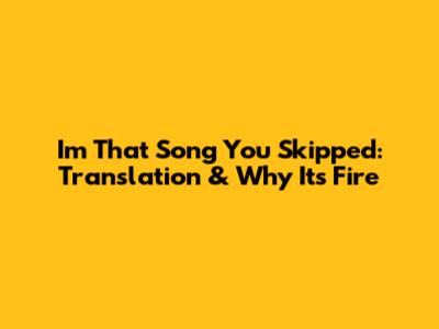 I'm That Song You Skipped: Translation & Why It's Fire