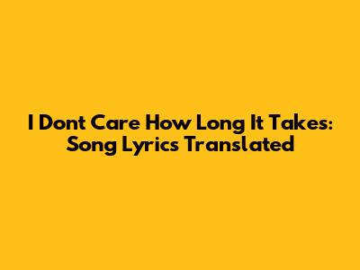 I Don't Care How Long It Takes: Song Lyrics Translated