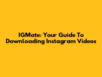 IGMate: Your Guide To Downloading Instagram Videos