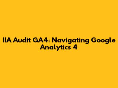 IIA Audit GA4: Navigating Google Analytics 4