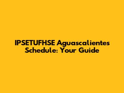 IPSETUFHSE Aguascalientes Schedule: Your Guide