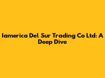 Iamerica Del Sur Trading Co Ltd: A Deep Dive
