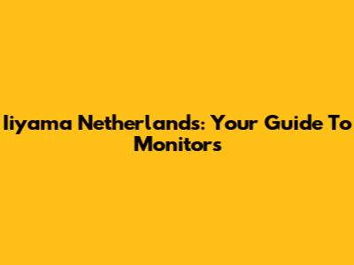 Iiyama Netherlands: Your Guide To Monitors