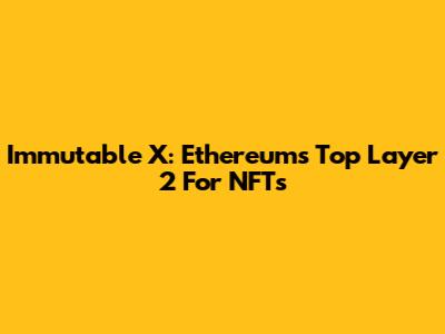 Immutable X: Ethereum's Top Layer 2 For NFTs