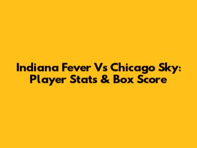 Indiana Fever Vs Chicago Sky: Player Stats & Box Score