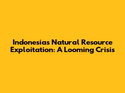Indonesia's Natural Resource Exploitation: A Looming Crisis