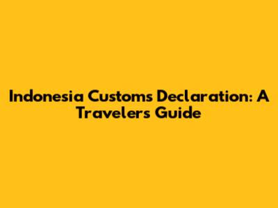 Indonesia Customs Declaration: A Traveler's Guide