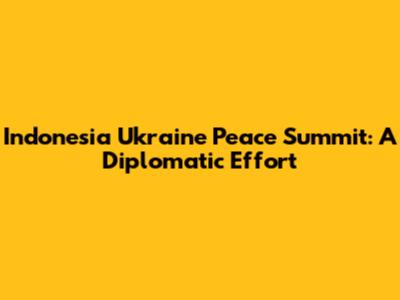 Indonesia Ukraine Peace Summit: A Diplomatic Effort