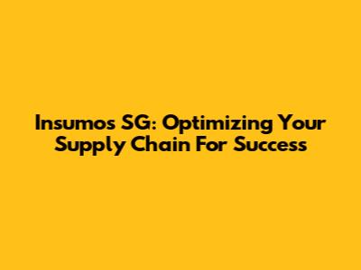 Insumos SG: Optimizing Your Supply Chain For Success