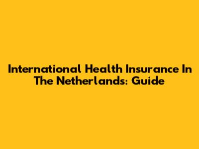 International Health Insurance In The Netherlands: Guide