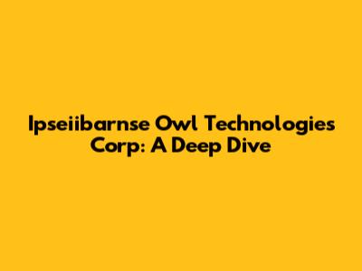 Ipseiibarnse Owl Technologies Corp: A Deep Dive
