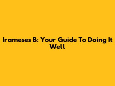 Irameses B: Your Guide To Doing It Well